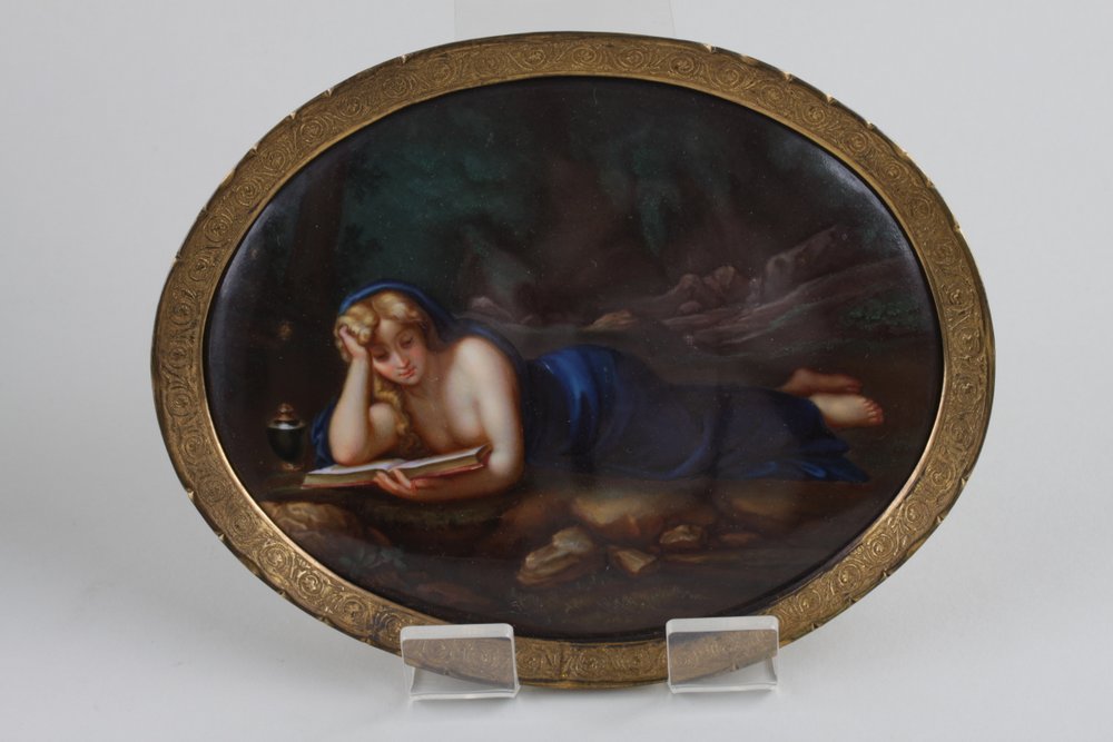Фарфоровый пласт «Магдалена» по одноименной картине А. Корреджо. Meissen. Сер. XIX в. 