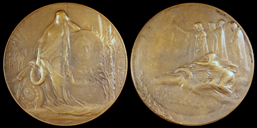 Рене Розе для CHRISTOFLE. Медаль «Аргентина: похороны президента Бартоломе Митре Мартинеса». 1906 г