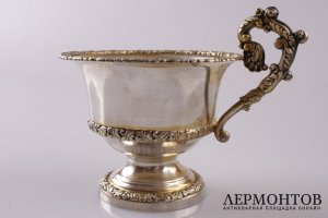 Чашка чайная в стиле барокко. Серебро 950 пробы. Франция