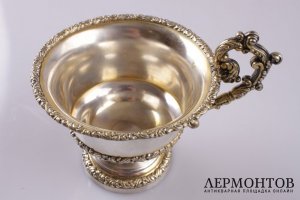 Чашка чайная в стиле барокко. Серебро 950 пробы. Франция