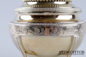 Конфетница с крышкой в стиле ампир. Aucoc. Серебро 950, золочение. Франция, XIX в.
