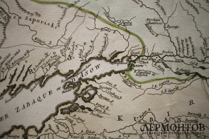Карта Южная часть Европейской России. Музейный экземпляр. Вогонди. Париж, 1752 г.