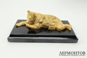 Скульптура Медведь лежащий. Бронза, золочение. Россия, рубеж XIX-XX вв.