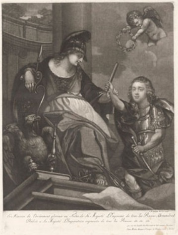 К.-В. Зеелигер. Гравюра «Аллегория восшествия на престол Александра I». Меццо-тинто. Около 1801 г.