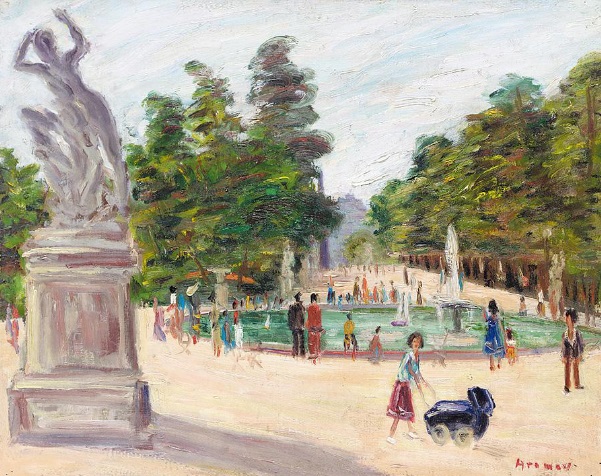 А.А. Арапов. «Гуляющие в парижском парке». Продана на Sotheby`s за 1,7 тыс. фунтов стерлингов.