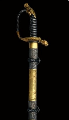 Офицерский церемониальный меч высокого качества с травлением по лезвию изображений на военную тему