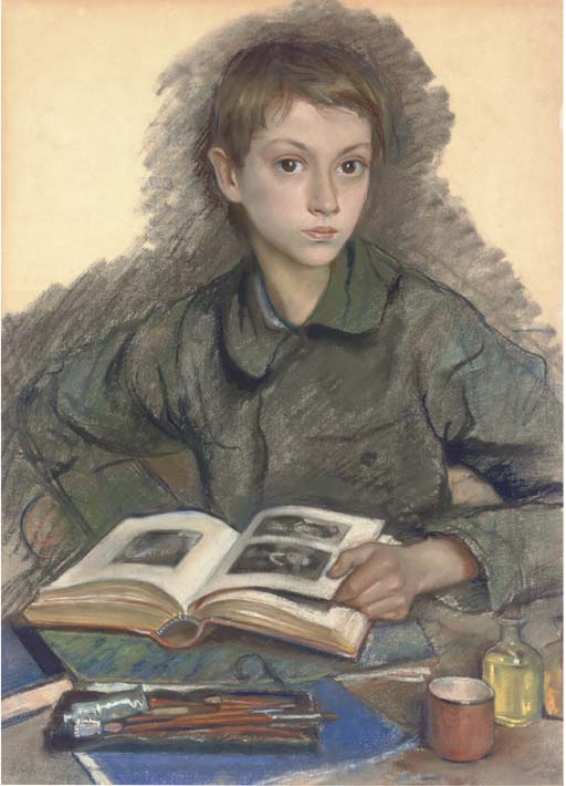 З.Е. Серебрякова. «Портрет Александра Серебрякова, изучающего альбом». 1922 г. З.Е. Серебрякова. «Портрет Александра Серебрякова, изучающего альбом». 1922 г.