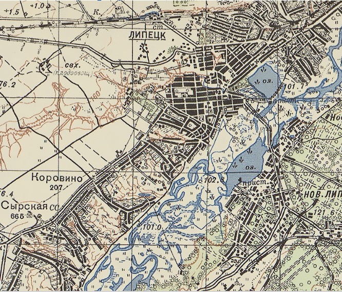 Карта РККА N-37 (Г) • 1 км. Липецкая, Тамбовская и Рязанская области. Фрагмент. 1941 г