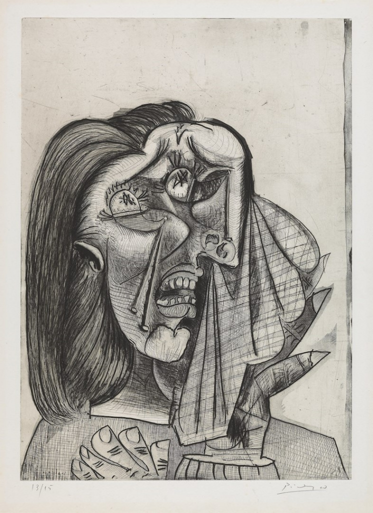 П. Пикассо. «Плачущая женщина». Офорт, акватинта, сухая игла. 1937 г.