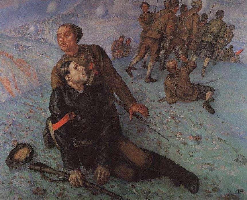 Наклонная перспектива в картине Петрова-Водкина «Смерть комиссара». 1928 г.