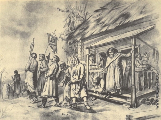 В. Перов. «Крестный ход на Пасхе». Графит. 1861 г.