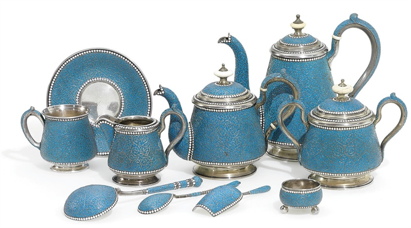 Чайно-кофейный сервиз в характерной манере Клингерта 1890–1892 гг. 