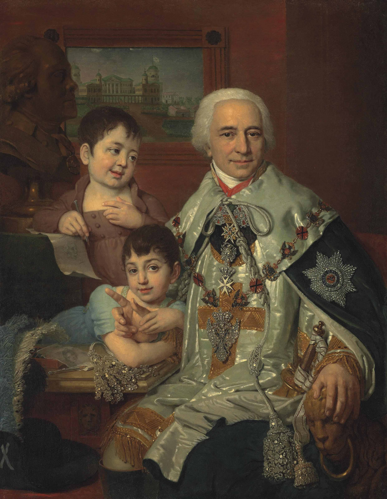 В.Л. Боровиковский. Портрет адмирала Г.Г. Кушелева и его сыновей. После 1809 г.