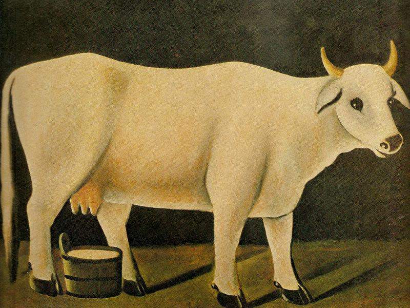 Н. Пиросмани. «Белая корова на черном фоне».