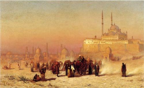 На пути между старым и новым Каиром, цитадель мечети Мухаммеда Али и гробницы мамлюков. 1872. Масло, холст