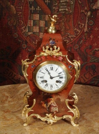 Boudoir table clock of Vernis Martin, French,1880