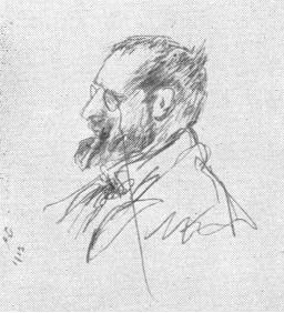 Карандашный портрет Коровина, созданный Ф. Шаляпиным. 1912 г.