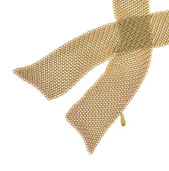 Золотое ожерелье-шарф из золотой сетки