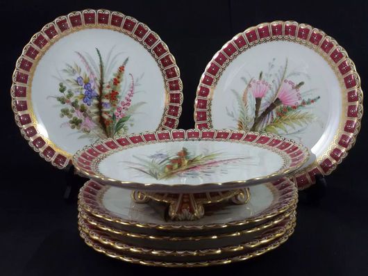 Десертный набор производства Royal Worcester. 1876 г