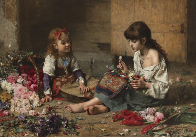 А.А. Харламов. «Юные цветочницы». 1885 г.