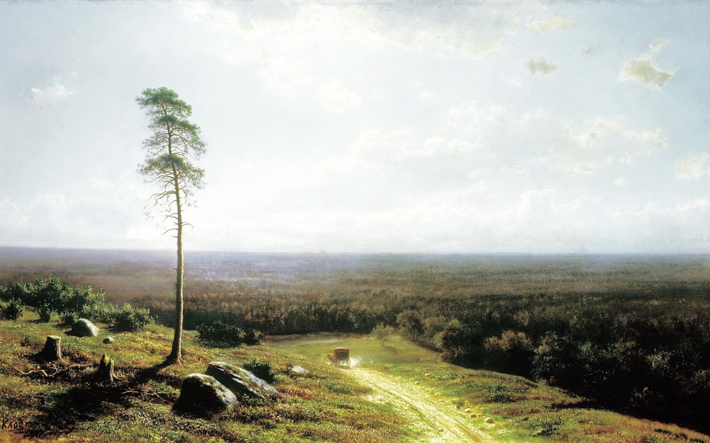 Эпический пейзаж М. Клодта «Лесная даль в полдень». 1876 г.