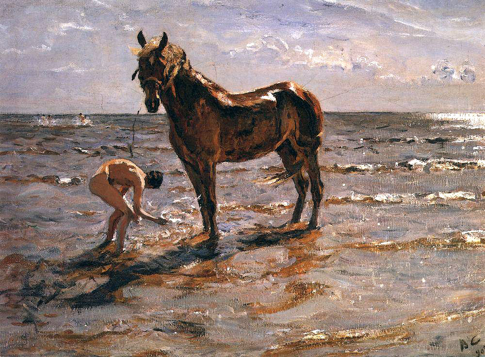 Картина В. Серова «Купание лошади». 1905 г.