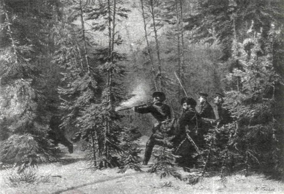 Сцена медвежьей охоты с участием Императора Александра II