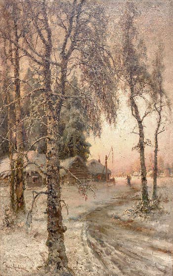 Картина Ю. Клевера «Зимний пейзаж». 1914 г.