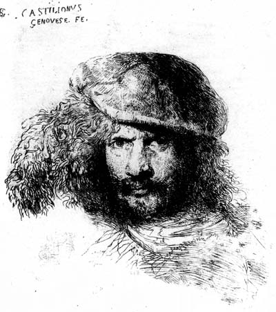 Д. Кастилльоне. Портрет мужчины в берете. Мягкий лак. 1664 г