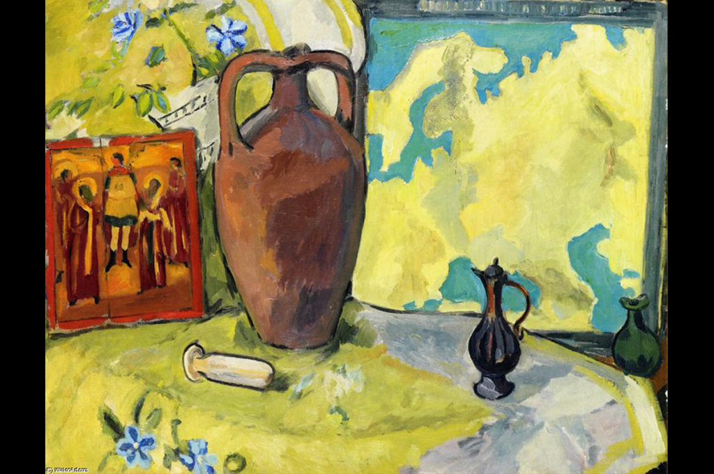 М. Ларионов. «Натюрморт с кувшином и иконой». 1910-1912 гг. М. Ларионов. «Натюрморт с кувшином и иконой». 1910-1912 гг.