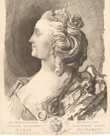 Л. Бонне. Портрет Екатерины II. Карандашная манера. 1765 г.