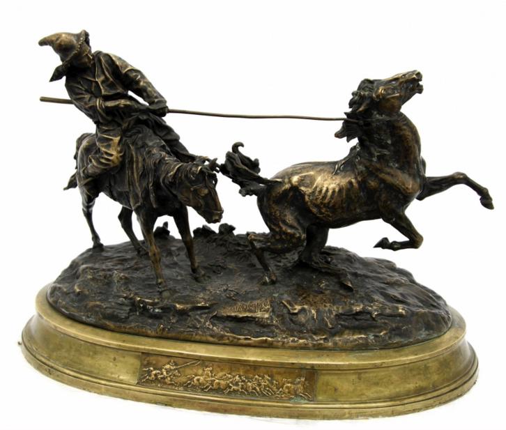 «Ловля дикой лошади». По модели Е.А. Лансере. 1876 г. 