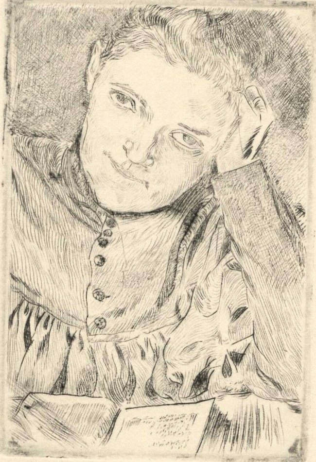 С. Масловский. Портрет жены художника. Сухая игла. 1905 г.