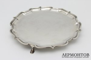 Поднос, визитница на ножках. Серебро. Англия, Шеффилд, 1930 г.
