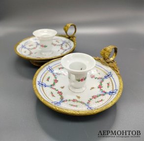 Парные подсвечники «Праздник». Фарфор, латунь, Josephine, Китай, 1980–1990-е годы