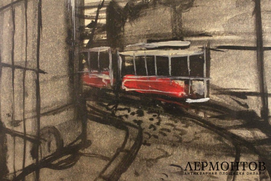 Картина Ромадин М.Н. Эскиз к фильму Застава Ильича. 1960е.