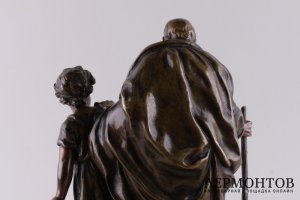 Скульптура Гомер в поводырем. Франция, Париж, 2 пол. 19 в. Бронза, литье, патина.