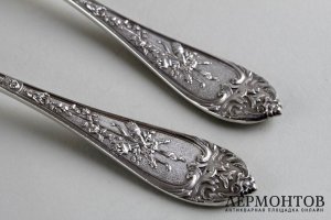Набор для мороженого и сервировки в стиле ампир. E. Ernie. Серебро 950. Франция, XIXв
