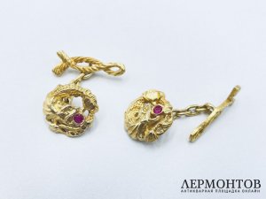 Запонки Дракон. Золото 585 пробы. Экспертиза.
