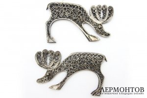 Фигурки Лоси. Серебро, скань. Россия, Красносельский ювелирный завод, 1990е гг.