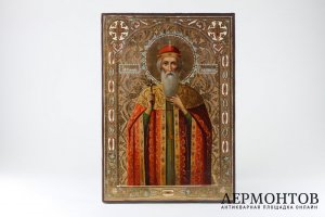Икона Князь Владимир. Россия, кон.19 в.  Дерево, левкас, темпера.