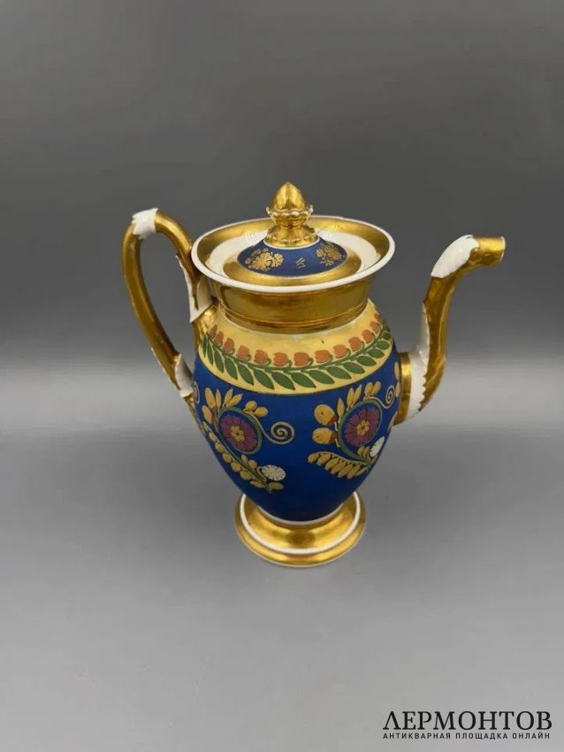 Кофейник в стиле ампир. Фарфор, роспись, Blerzy & Sauvage, Франция, 1805–1815 годы