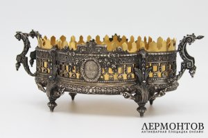 Подача, жардиньерка в стиле историзм. Серебро 800 пробы. Германия, Posen, 1897 г.