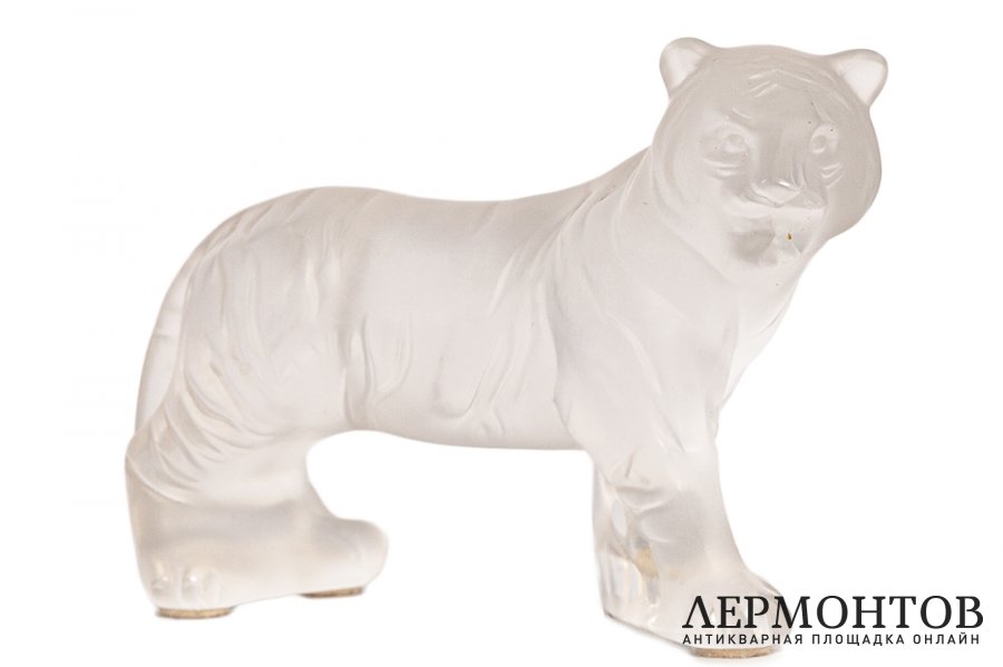 Статуэтка Бенгальский тигр. Франция, фирма Lalique. Хрусталь, резьба. 