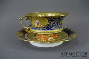 Чайная пара. Фарфор. Франция, Jacob Petit. 30-40-е годы XIX века.