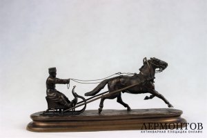 Скульптура. Крестьянин на санях. В.Я. Грачев. Бронза. Россия. Начало XX века