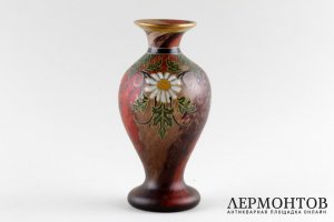 Ваза art nouveau с маргаритками. Legras. Стекло, полихромная эмаль. Франция, 1900-е.