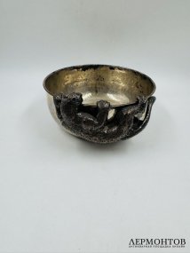 Ваза для фруктов с фигурой леопарда. Серебро 925 пробы, Giovanni Raspini, Италия, 20 век
