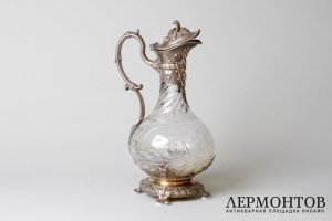 Графин в стиле неорококо для воды или морса. Франция, кон. 19 в. Серебро 950 пробы.