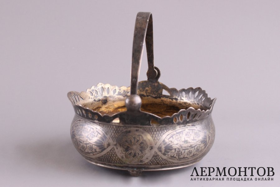 Сахарница с ручкой. Серебро 875 пробы. СССР, 50-е годы 20 в.